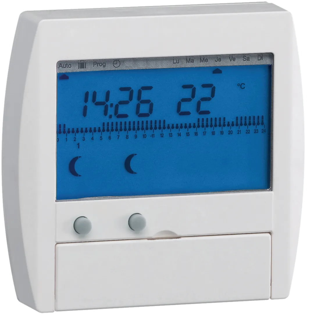 30111 - Programmateur digital semi-encastré chauf élec avec fil pilote 2 zones 7j 230V