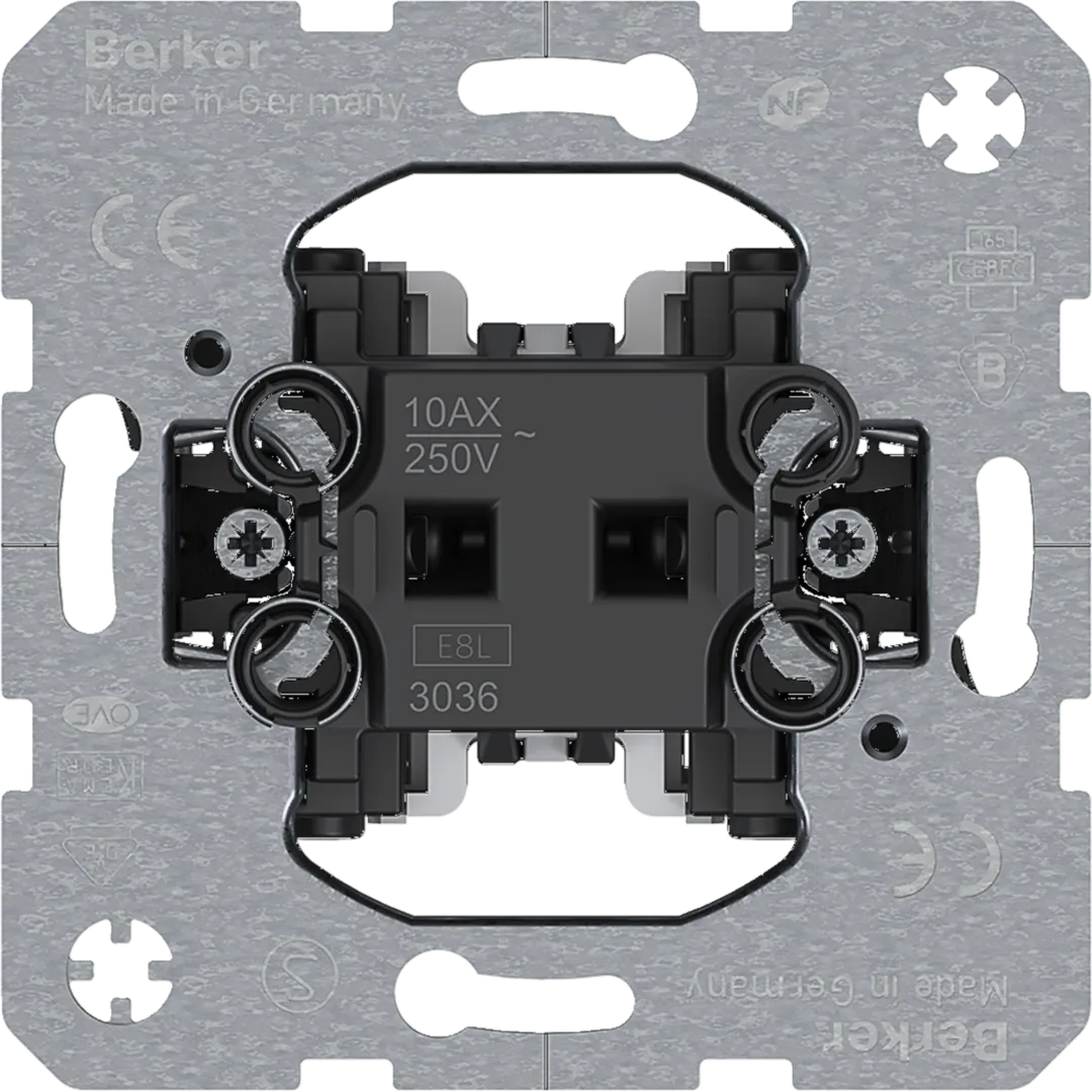 3036 - Aus-/Wechselschalter, Wippschalter-Einsatz, 10A/250V, IP20