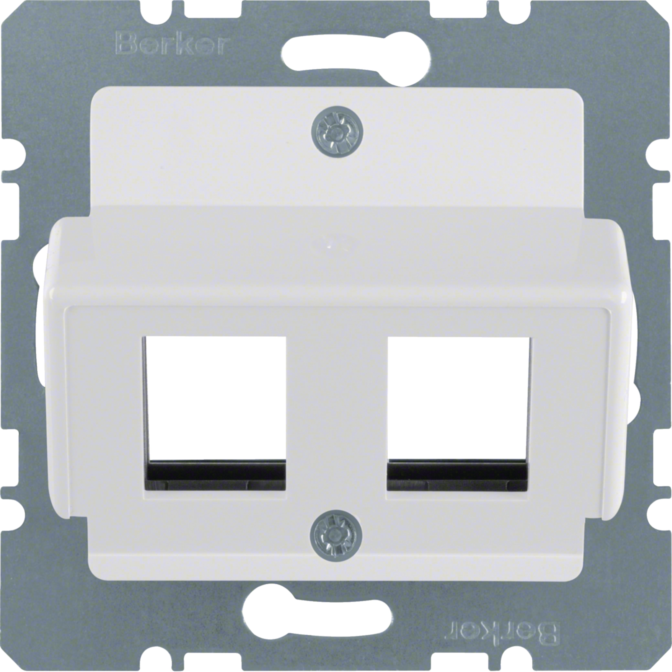 Krone Module Jacks Central Plate 2Gang Krone Jacks, White • 14641909 | Hager