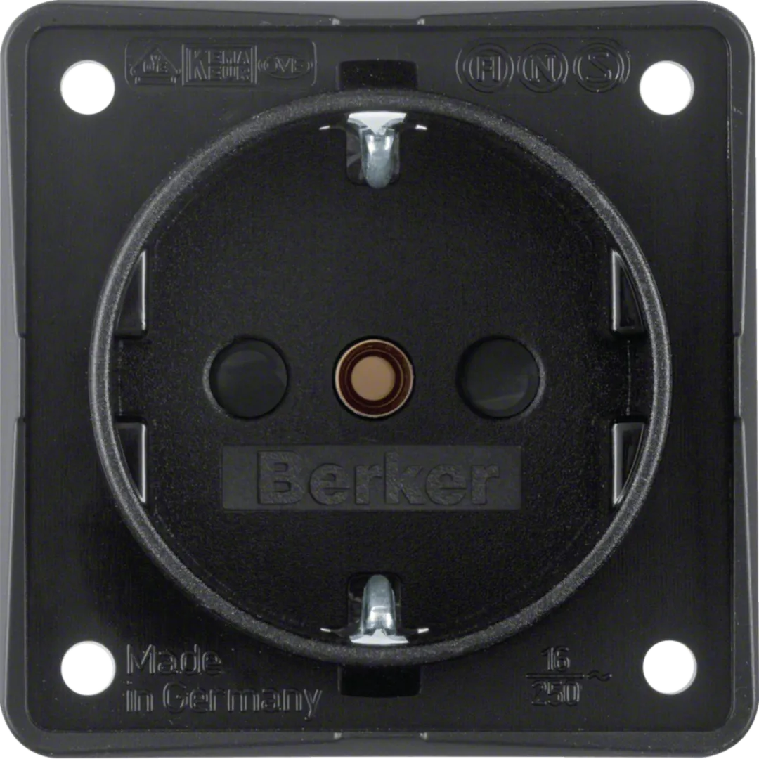 9419505 - Steckdose SCHUKO, erh. Ber.schutz, Schraubkl., Integro Modul-Einsätze, schw. m.