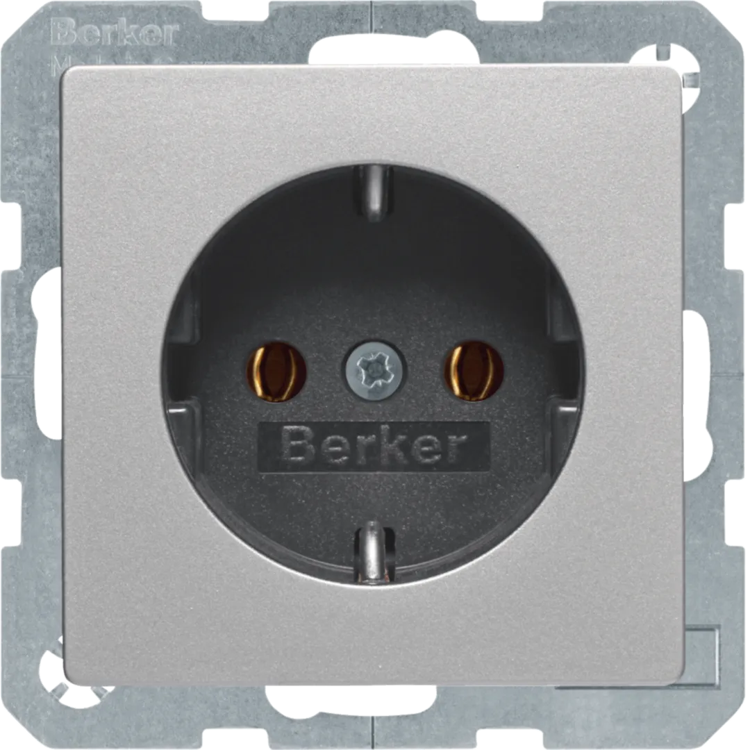 47436084 - Berker SCHUKO Unterputz Steckdose 1-fach Serie Q.x alu samt, lackiert