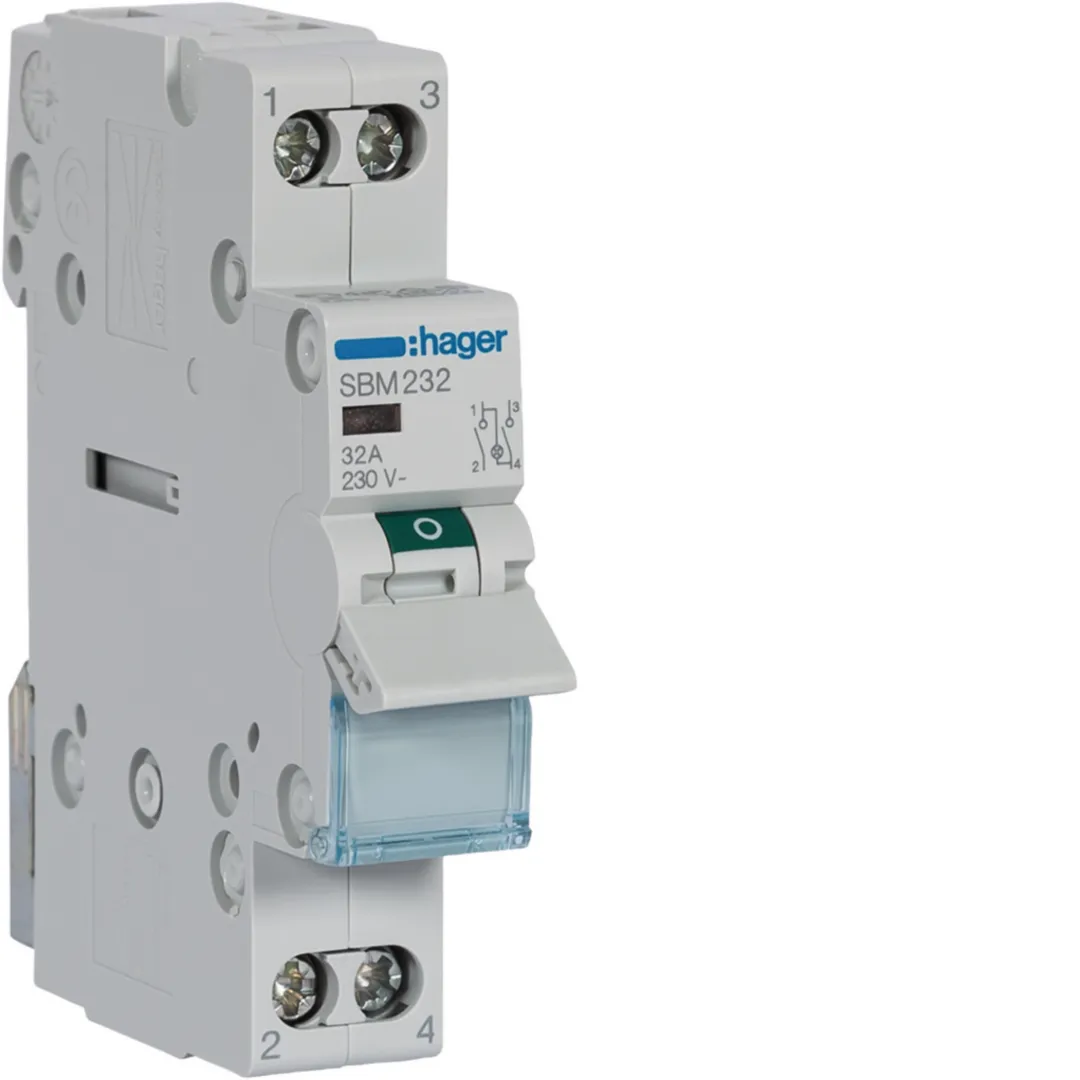 SBM232 - Interruptor modular 2 polos 32A con indicador luminoso