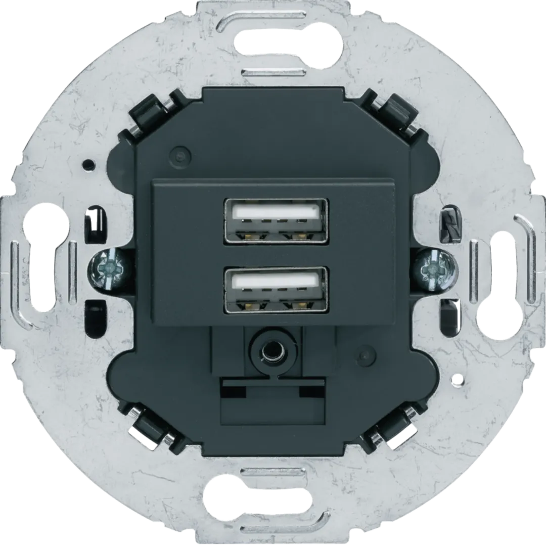 260215 - USB utičnica za punjenje 230 V, 2-struka, 3.0A, okrugli nosač, antracit