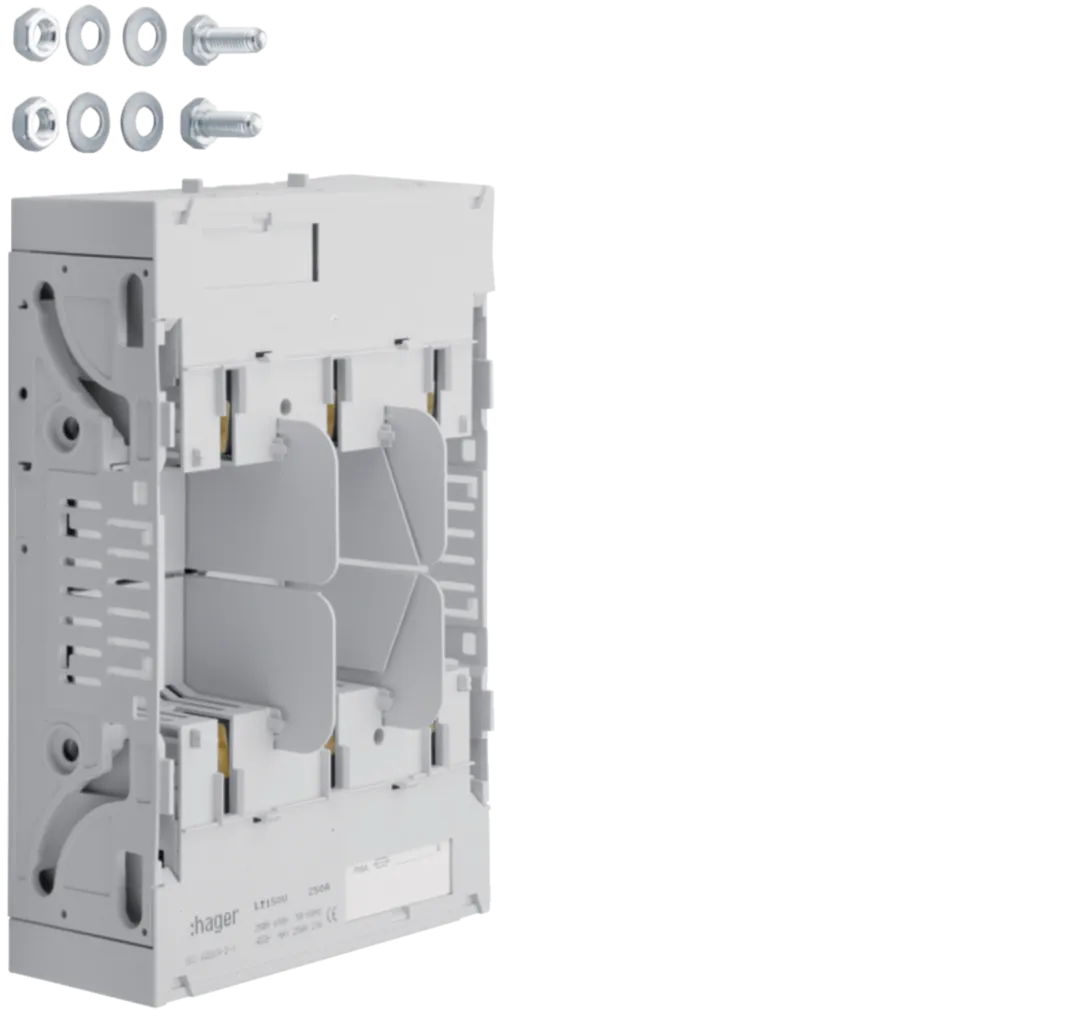 LT150U - Sicherungsunterteil NH1 3x250A Montageplatte Zu- und Abgang Schraubanschluss M10