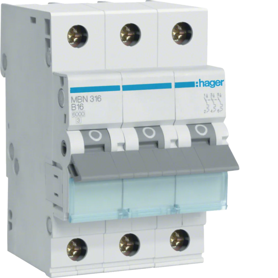 MBN316 - Leitungsschutzschalter 3 polig 6kA B-Charakteristik 16A 3 Module