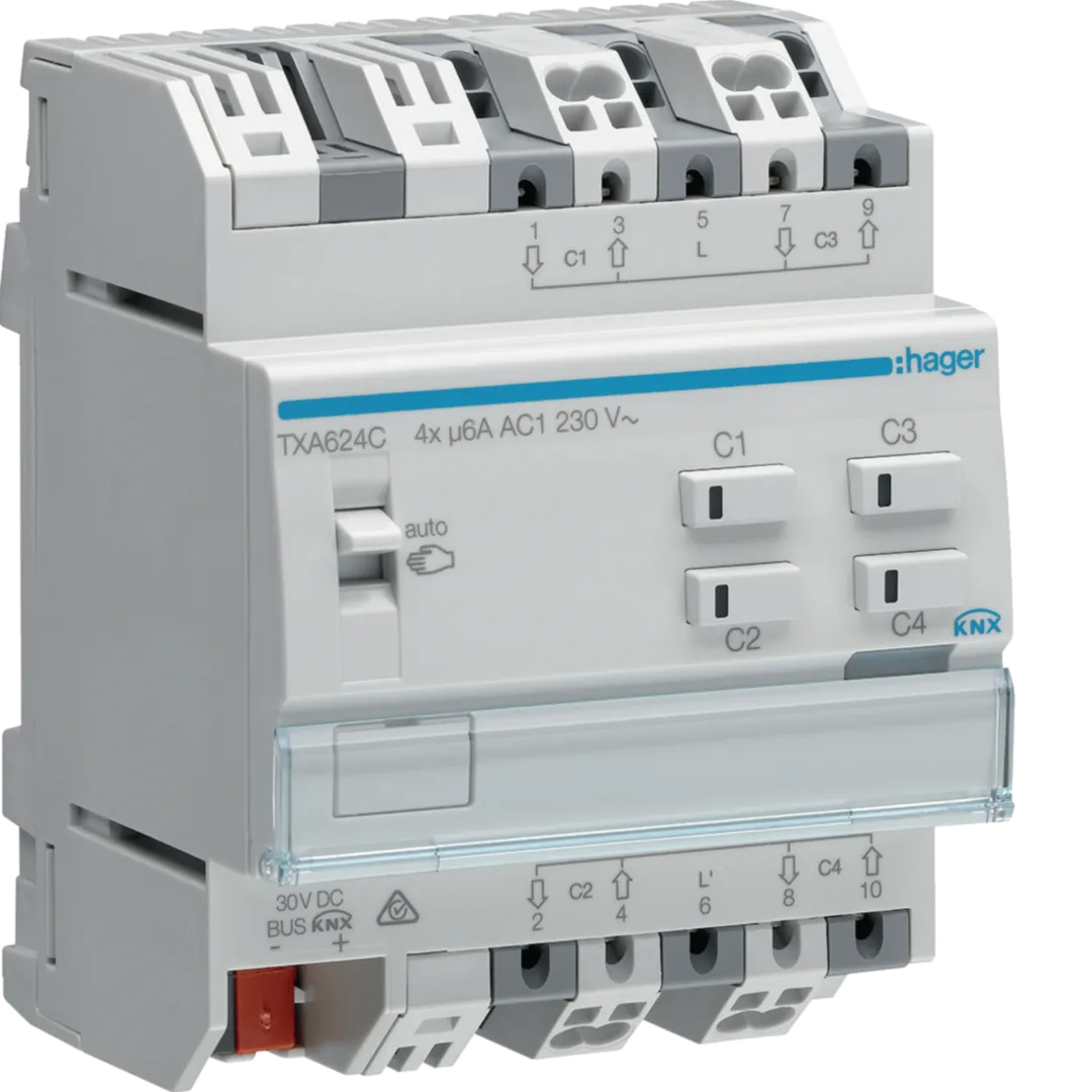 TXA624C - KNX Rollladen-/Jalousieaktor 4-fach KNX easy, 230V,  für Jalousiesteuerung