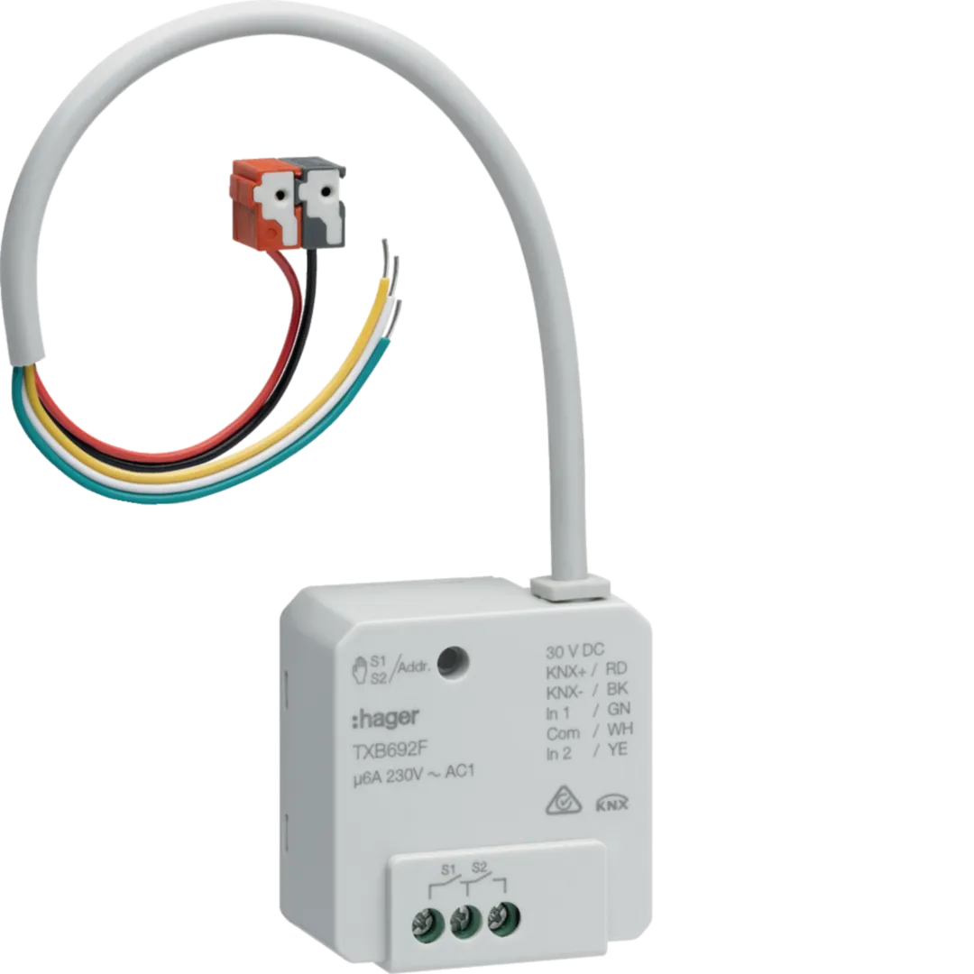 TXB692F - Schalt-/Jalousieaktor 2/1-fach + 2 Eingänge KNX easy, 6A, UP