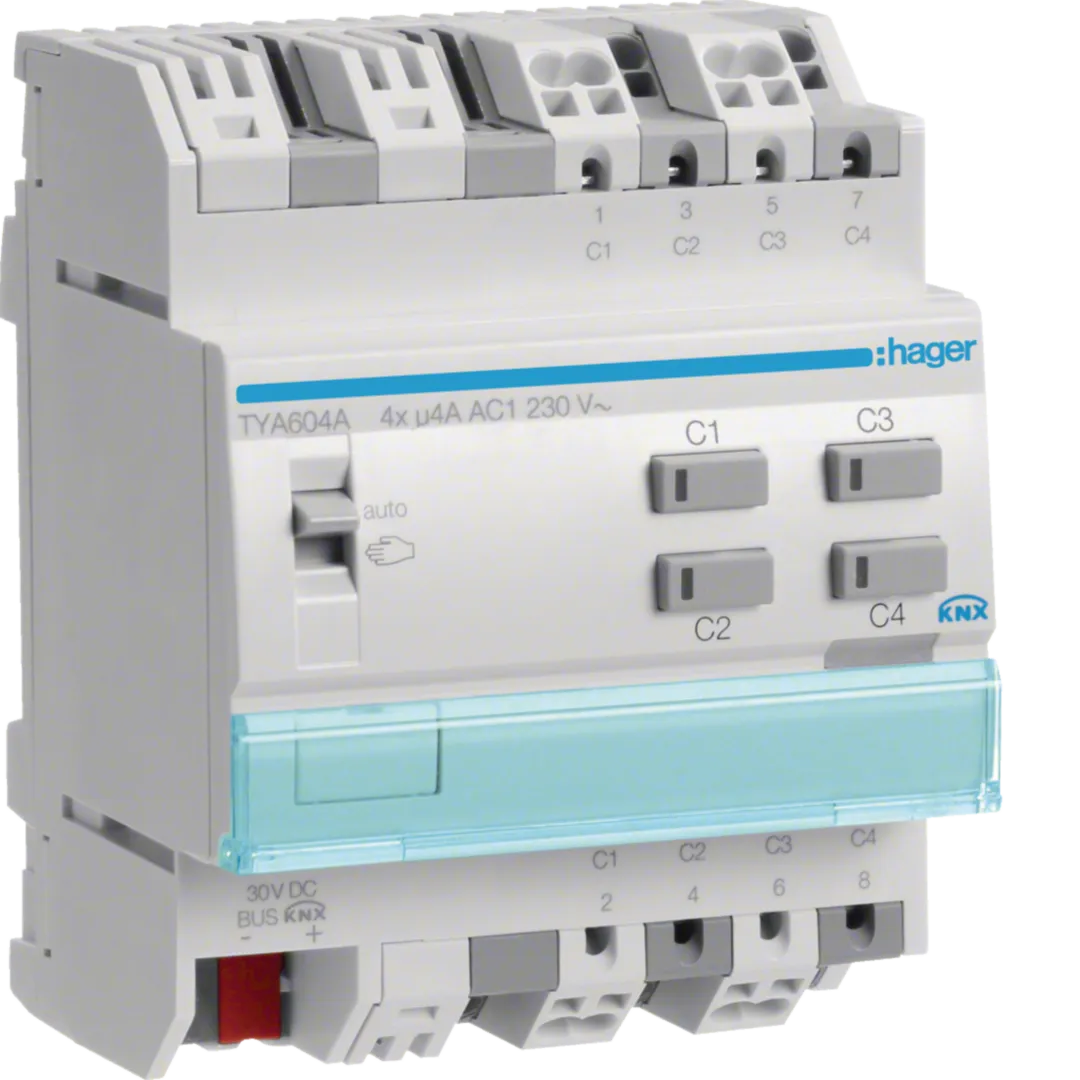 TYA604A - KNX s Sterownik załączający / żaluzjowy 4 A, 4-/2-kr, 4 mod