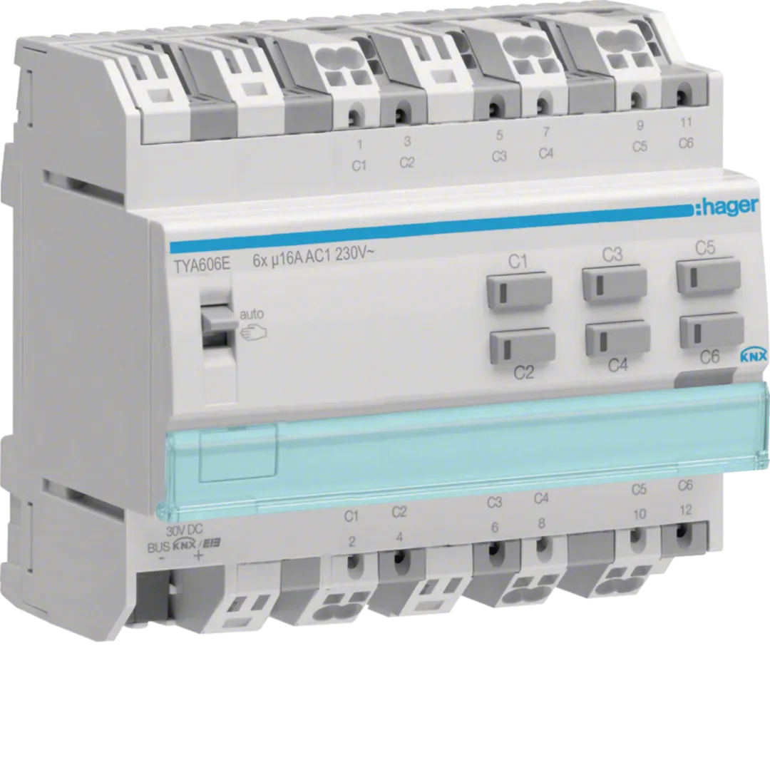 TYA606E - KNX schakelactor 6-voudig, 16 A capacitief met stroommeting