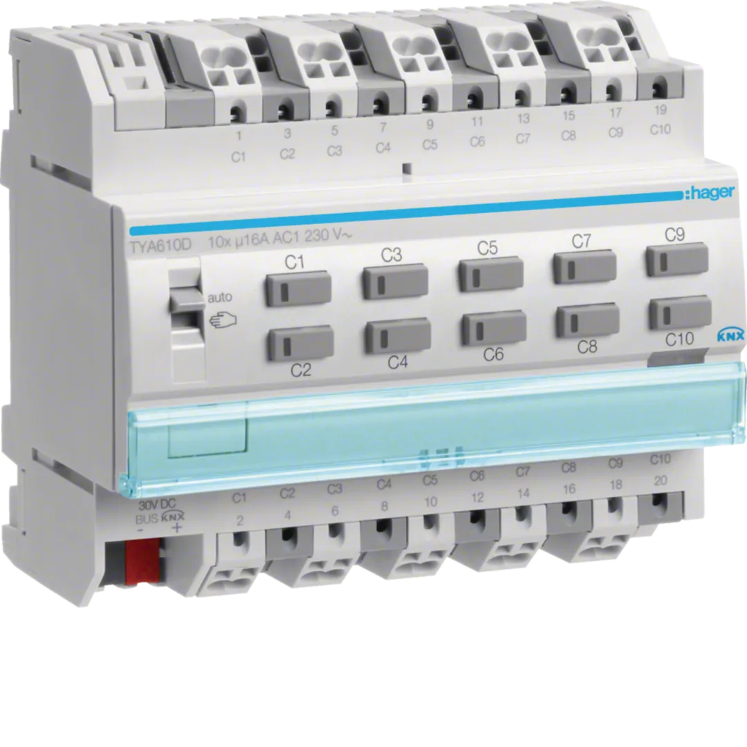 TYA610D - KNX schakel-/jaloezie-actor 10-voudig, 16 A capacitief