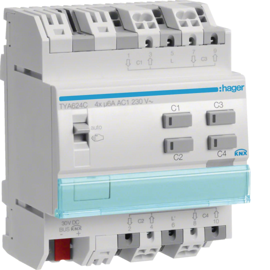 TYA624C - Rollladen-/Jalousieaktor 4-fach KNX, 230V