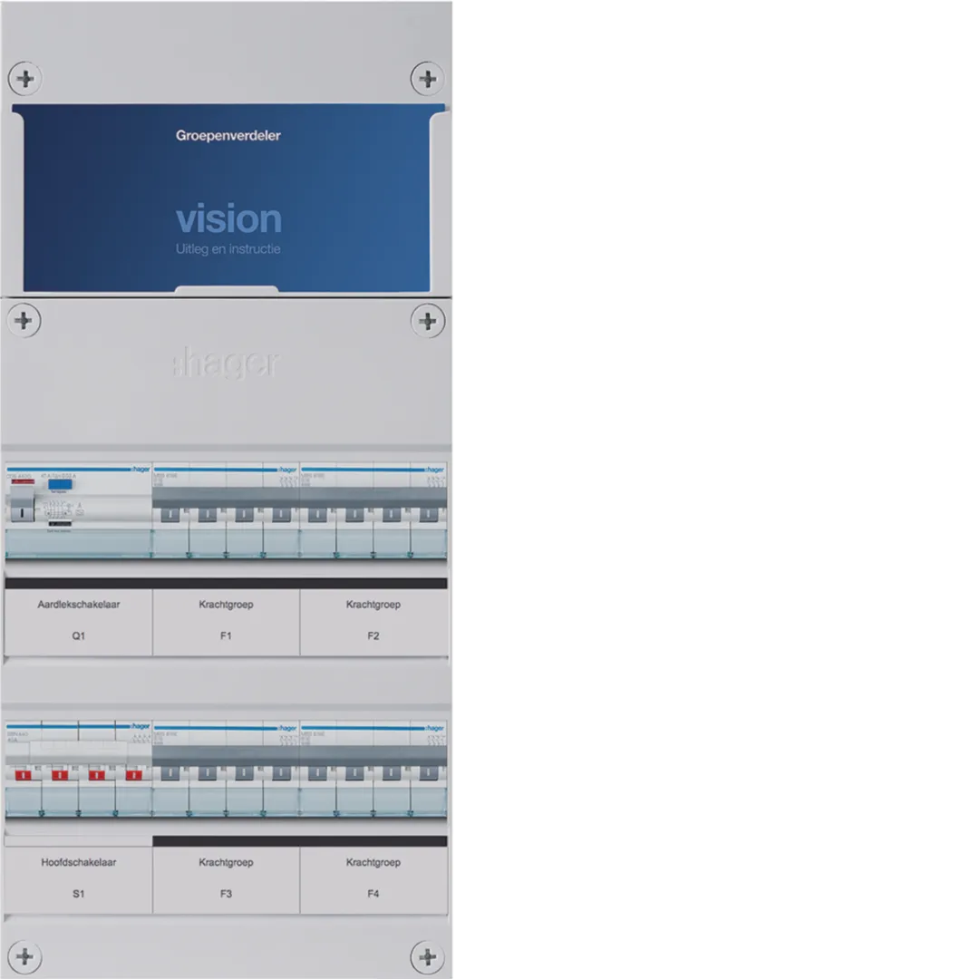 VKG000K-KKKK - Vision 0-groepenverdeler, aardlekschakelaar 30 mA, 4x krachtgroep, 3-fase