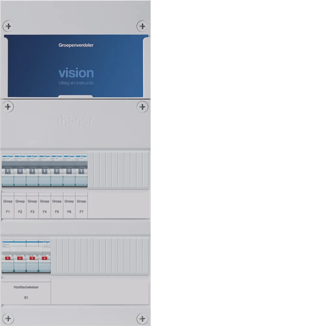 VKG007K - Vision 7-groepenverdeler, aardlekschakelaar 30 mA, 3-fase