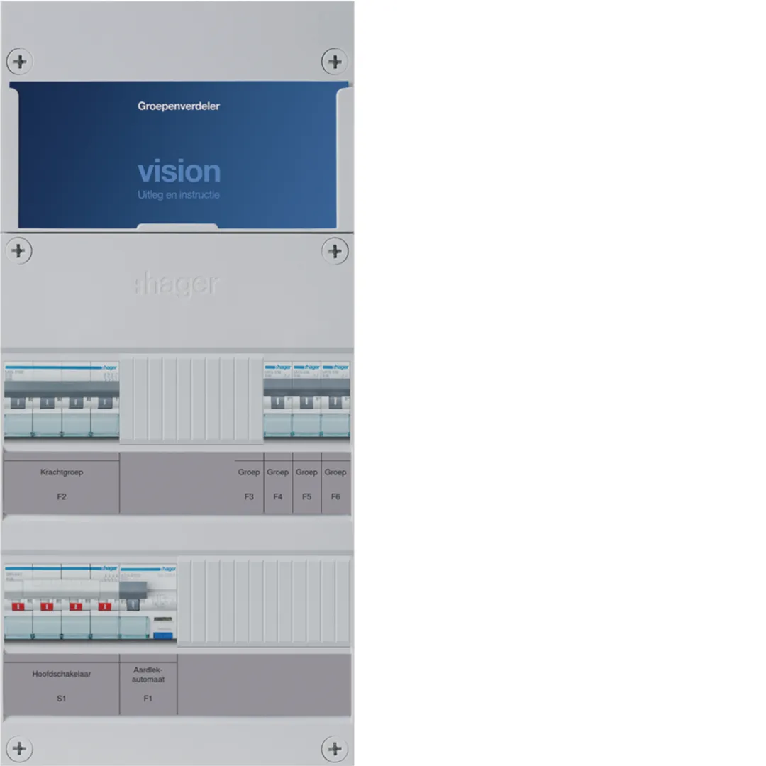 VKG013K-D - Vision 2-groepenverdeler, aardlekschakelaar 30 mA, +D, 3-fase