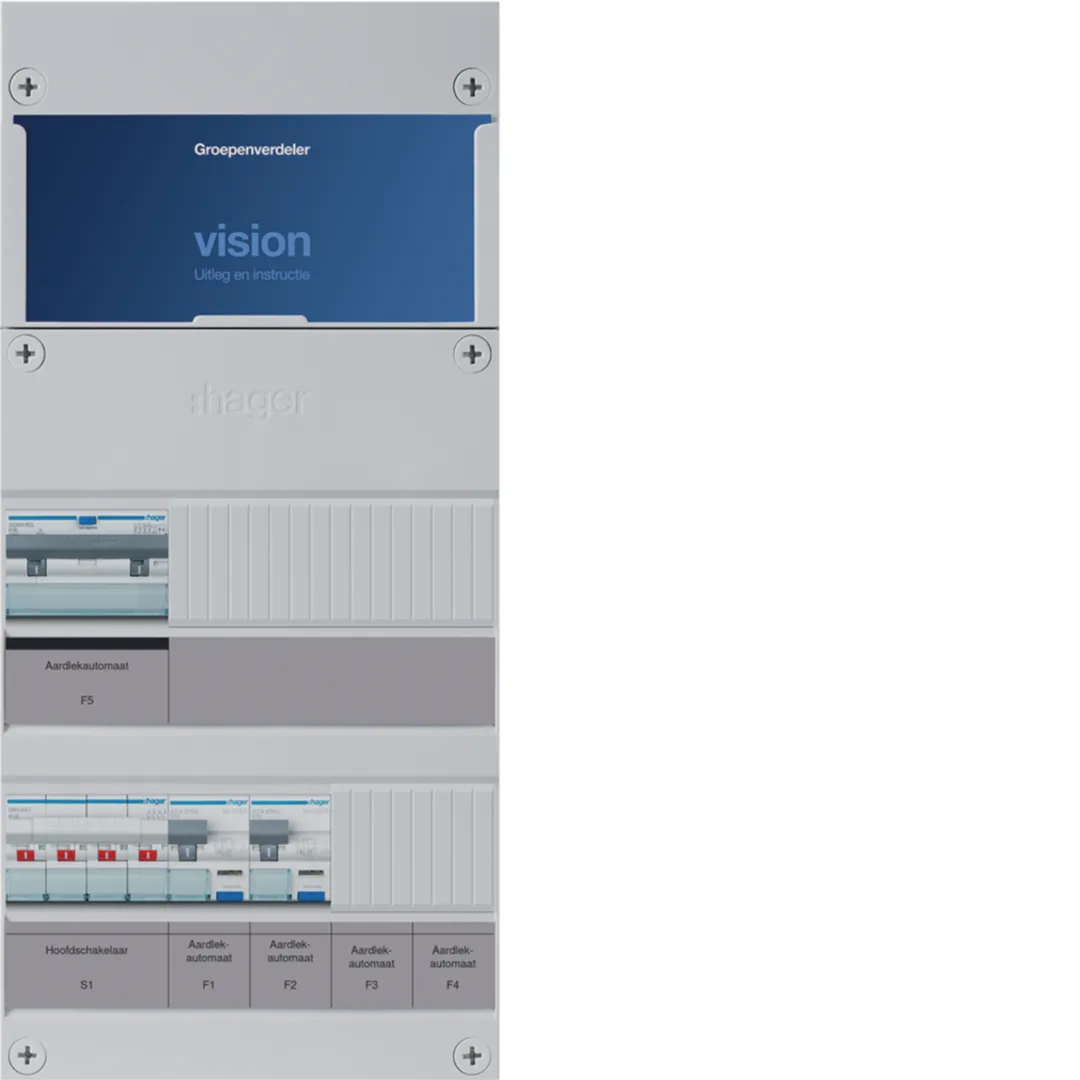 VKG020K-B - Vision 2-groepenverdeler, aardlekschakelaar 30 mA, +B, 3-fase