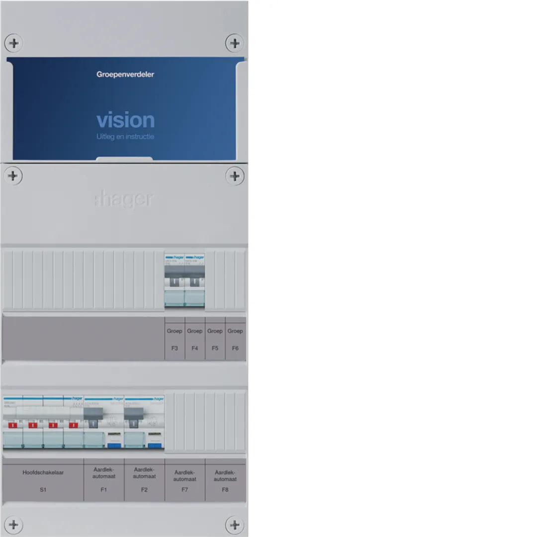 VKG022K - Vision 2-groepenverdeler, aardlekschakelaar 30 mA, 3-fase