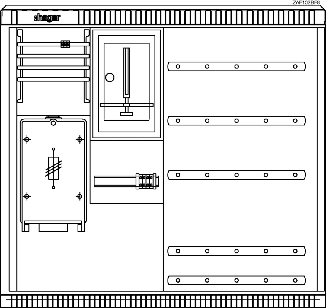 ZAF102BF8 - Festplatzverteilerschrank, KVS, Größe 2, ortsfest, bis 80A, mit Zählerplatz