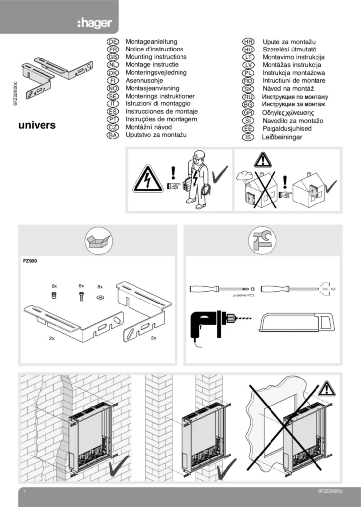 Imagem Manual de instalação International 2009-12-16 | Hager Portugal