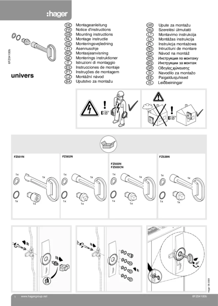 Imagem Manual de instalação International 2009-12-02 | Hager Portugal