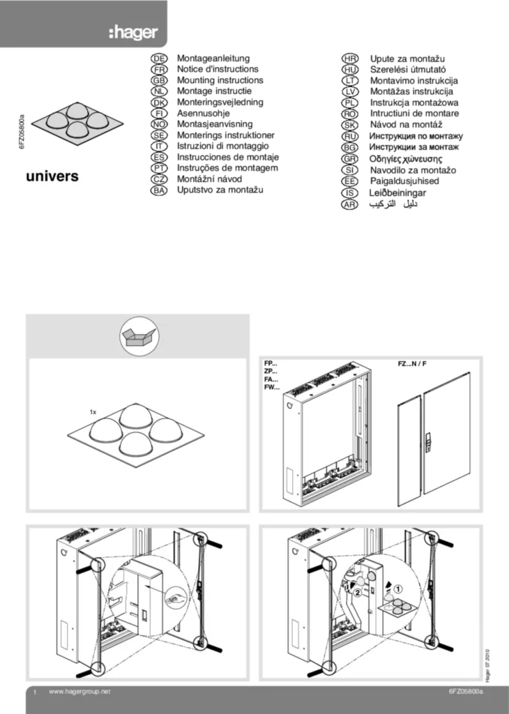 Image Montageanleitung f. Elastikpuffer Tür Anwendung | Hager Suisse