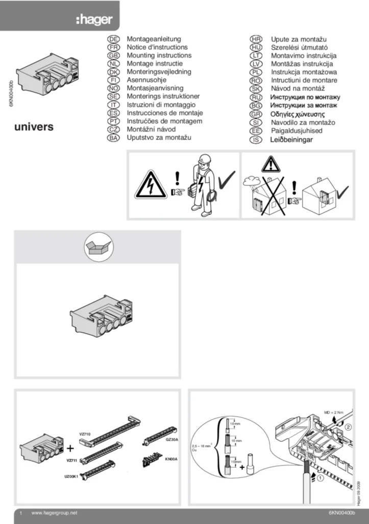 Imagem Manual de instalação International 2020-01-01 | Hager Portugal