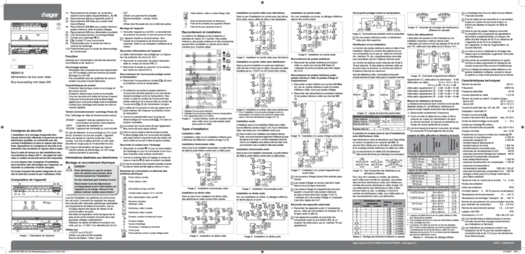 Image Notice d’installation Alimentation de Bus RED011X Hag  FR NL | Hager Suisse
