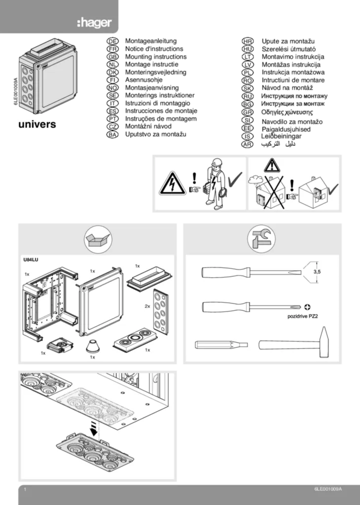 Zdjęcie Dane techniczne — Instrukcja obsługi International 2015-01-16 | Hager Polska