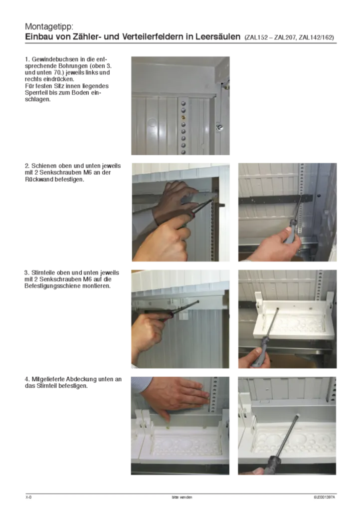 Bild Montageanleitung für ZAY41TA, ZAY51T, ZAY61T - Befestigungssatz für Einbaufelder (DE, Stand: 07.2015) | Hager Deutschland