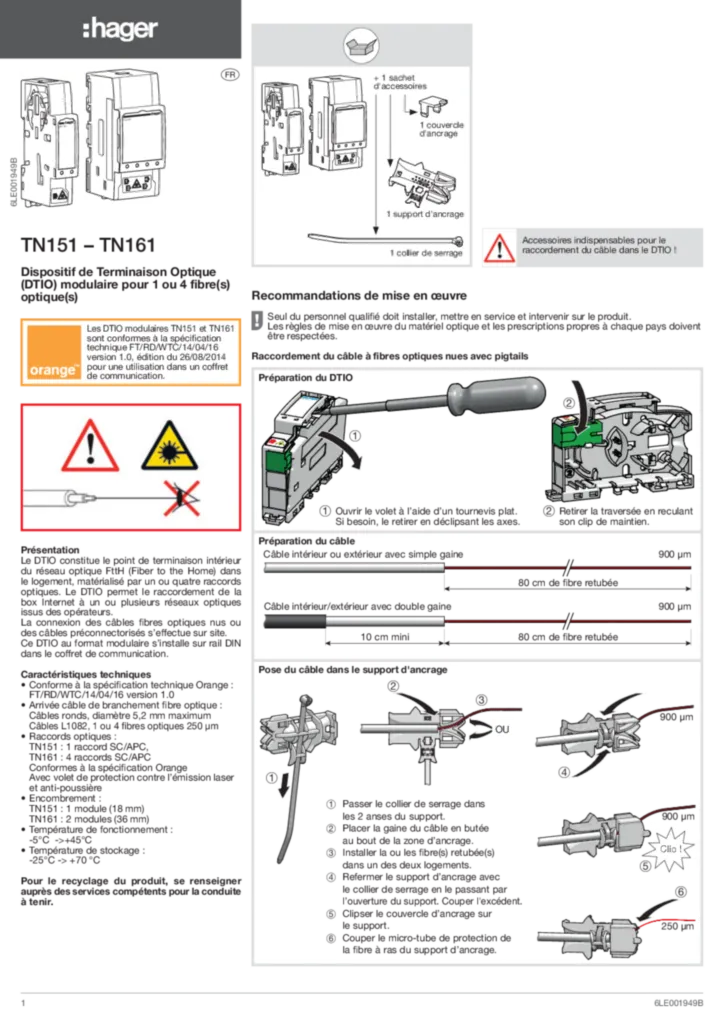 Image NOTICE DTIO TN151-161 | Hager France