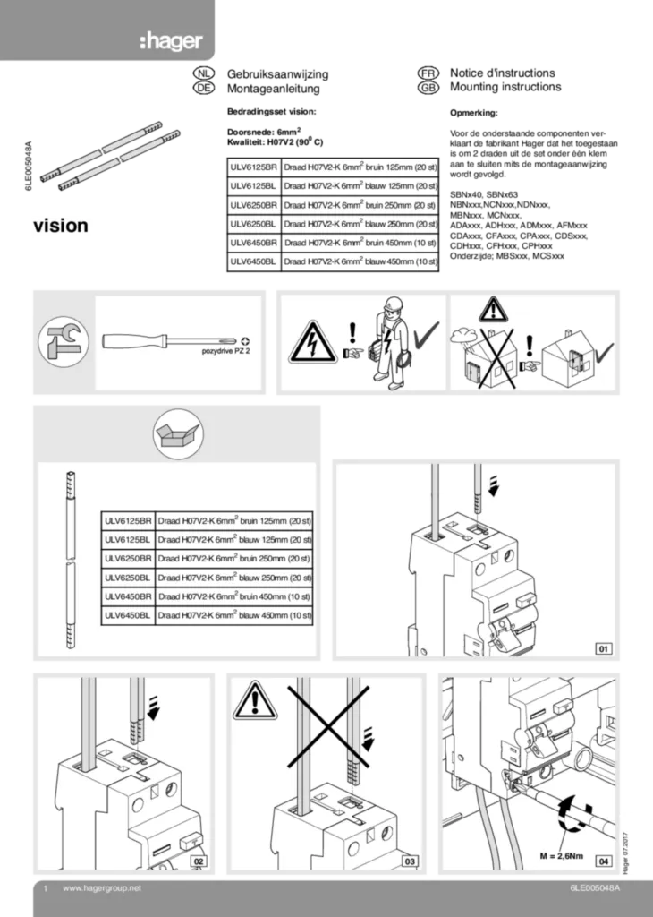 Afbeelding Installatiehandleiding nl-NL 2020-01-01 | Hager Nederland