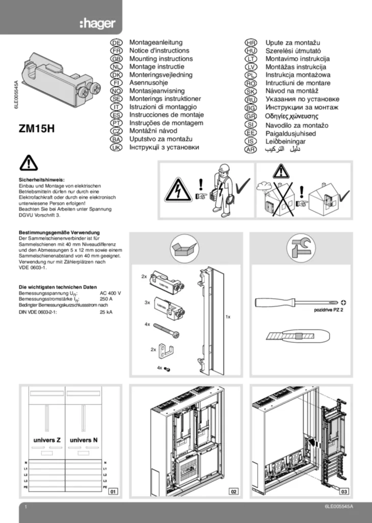 Bild Montageanleitung für ZM15H | Hager Deutschland