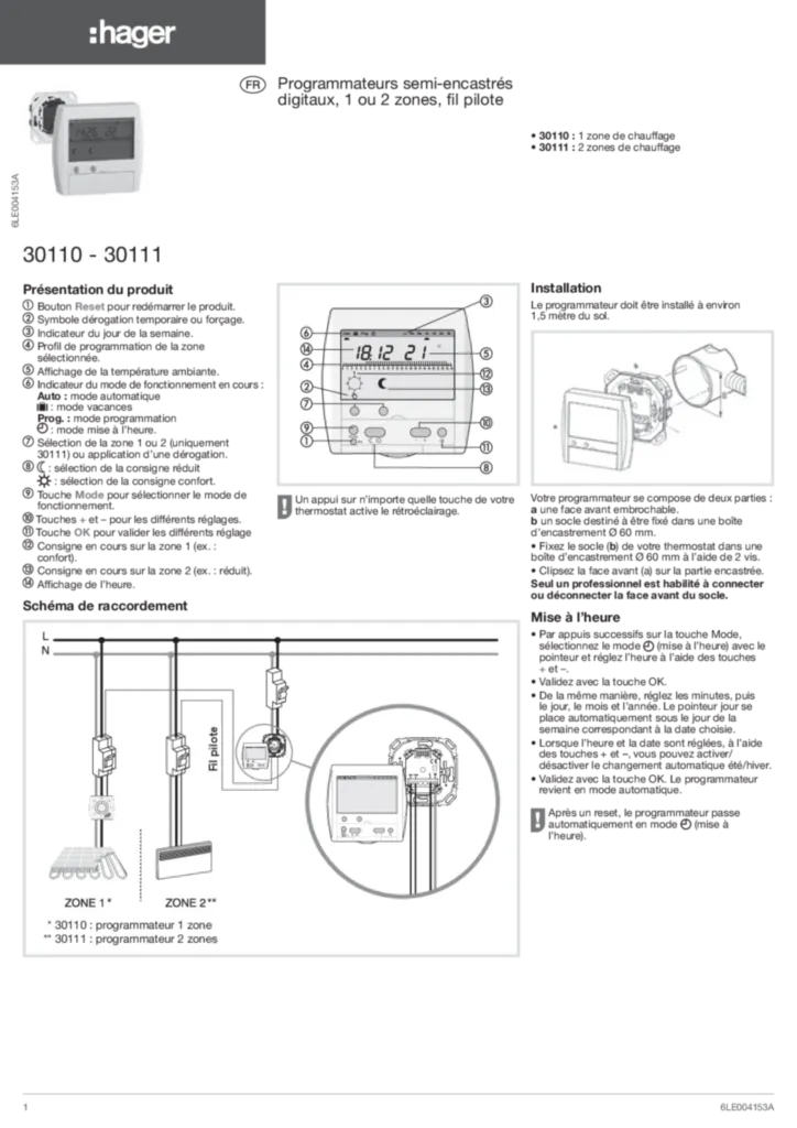 Image NOTICE 30-110/111 FR | Hager France