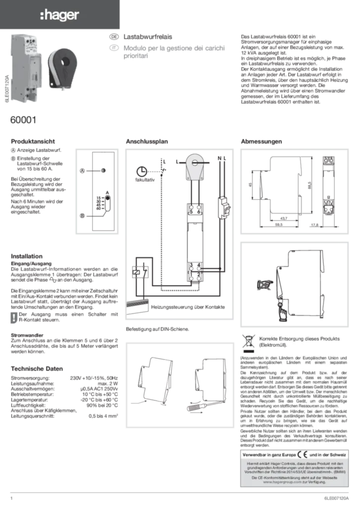 Immagine Manuale di installazione de-DE, it-IT 2019-08-06 | Hager Italia