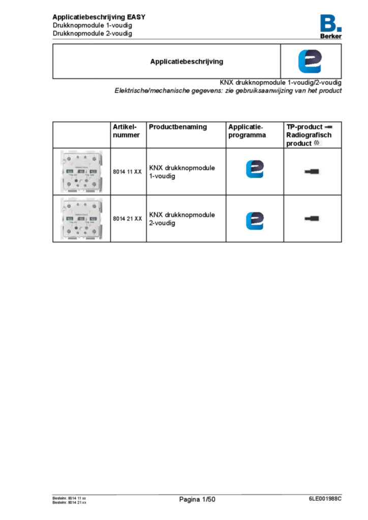 Image Description de l'application EASY pour 801411XX, 801421XX - Module du poussoir sensoriel 1/2 sorties avec coupleur de bus intégré (NL, 2022-01), easy link | Hager Belgique