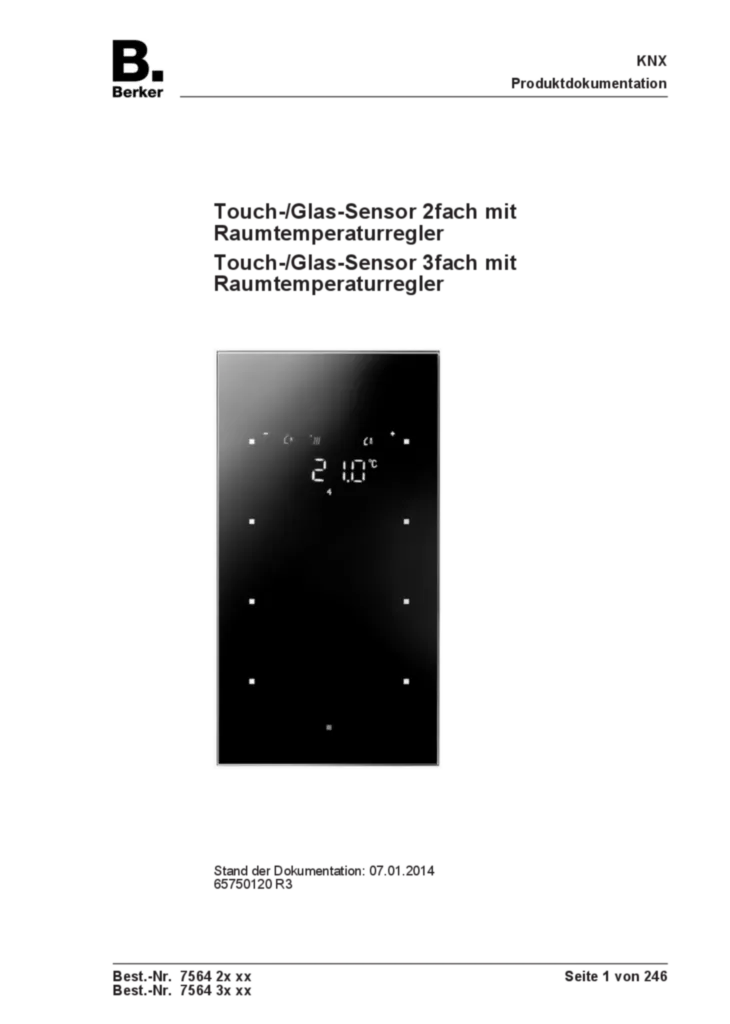 Bild Applikationsbeschreibung ETS für 75642xxx-75643xxx - Glas-Sensor/Touch Sensor mit Temperaturregler (DE, 2014-01) | Hager Deutschland