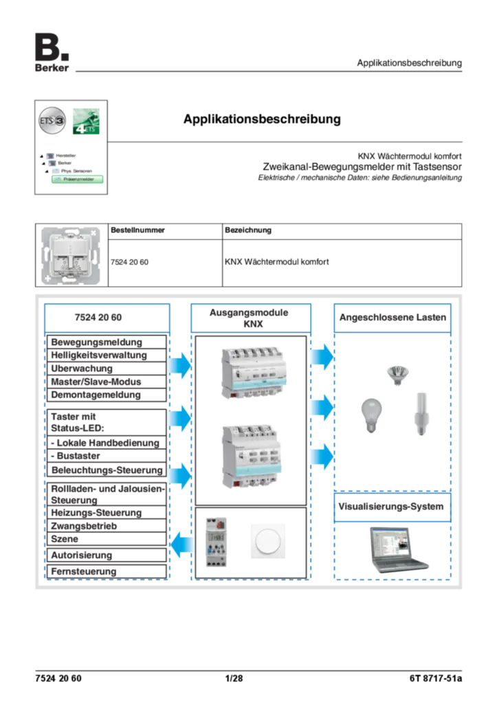 Bild Applikationsbeschreibung ETS für 75242060 - KNX Bewegungsmelder-Modul Komfort 1,1 m (DE, Vers. 6T8717-51A) | Hager Deutschland