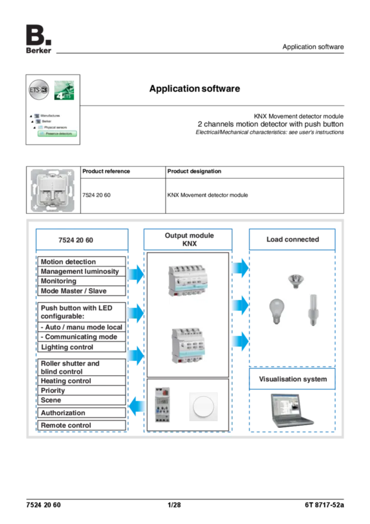 Bild Applikationsbeschreibung ETS für 75242060 - KNX Bewegungsmelder-Modul Komfort 1,1 m (EN, Vers. 6T8717-52A) | Hager Deutschland