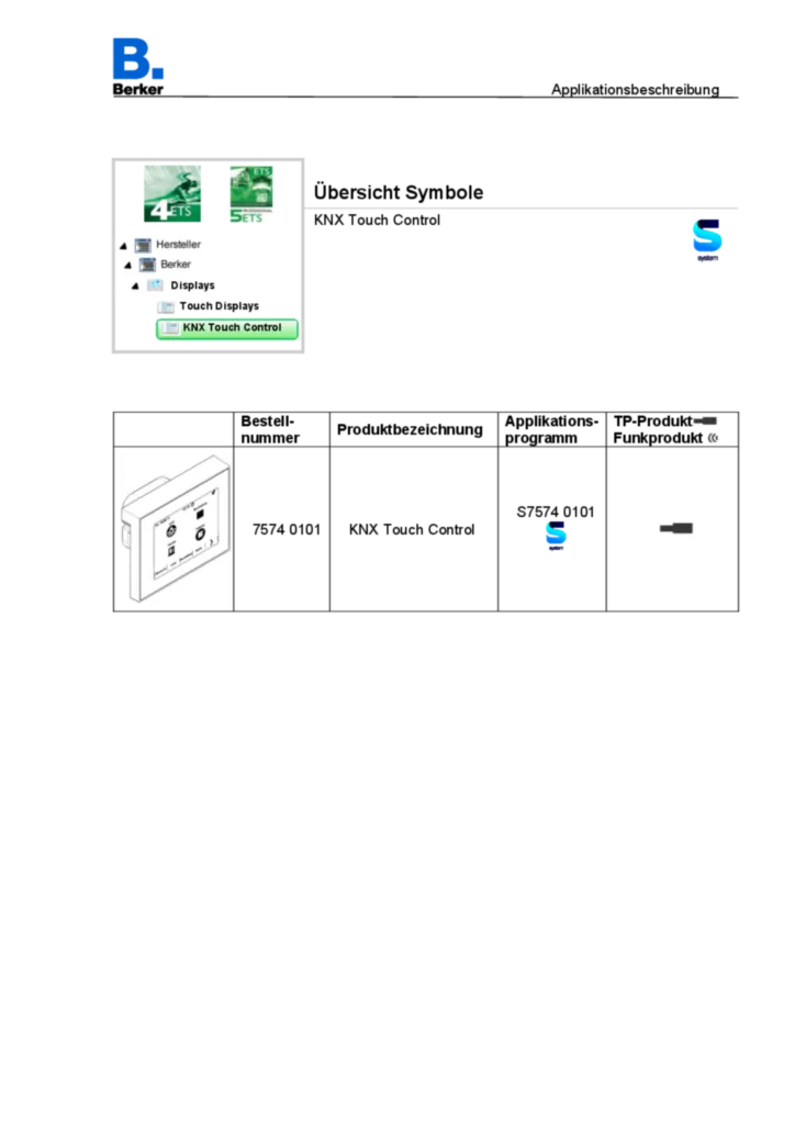 Bild Applikationsbeschreibung ETS für 75740101 - KNX Touch Control Symbole (DE, 2015-03) | Hager Deutschland