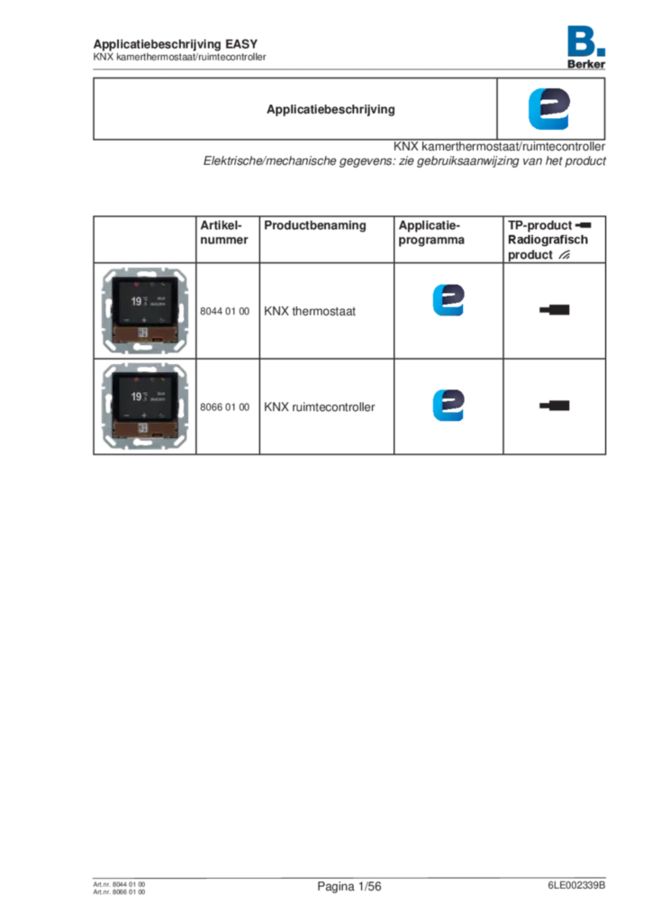 Image Description de l'application EASY pour 80440100-80660100 - Thermostat/controleur d'ambiance KNX (NL, 2020-09), easy link | Hager Belgique