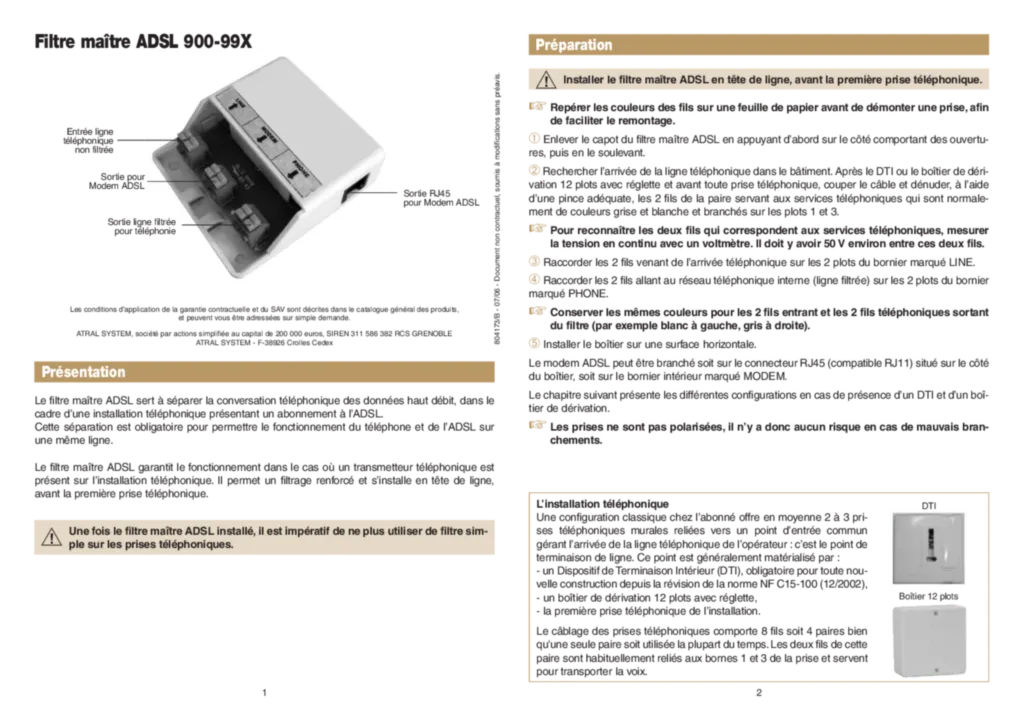 Image filtre adsl 900-99X | Hager France