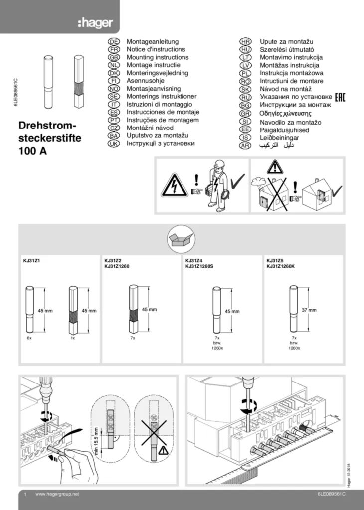 Image Guide d'installation  International 2018-12-05 | Hager Suisse