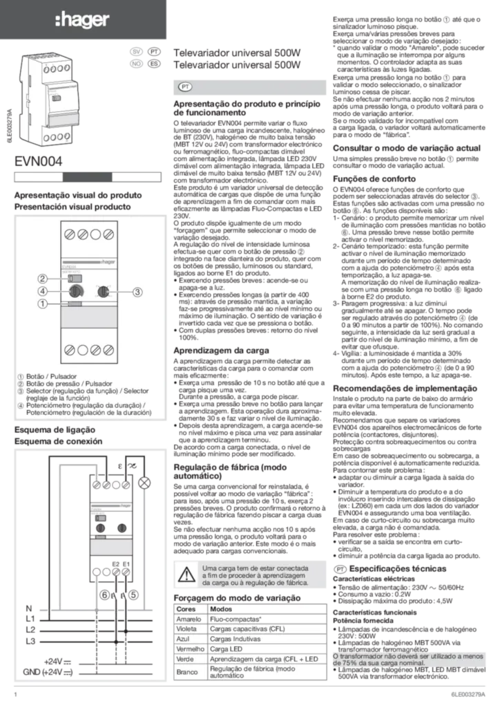 Imagem Manual de instalação es-ES, nn-NO, pt-PT, sv-SE 2011-03-01 | Hager Portugal