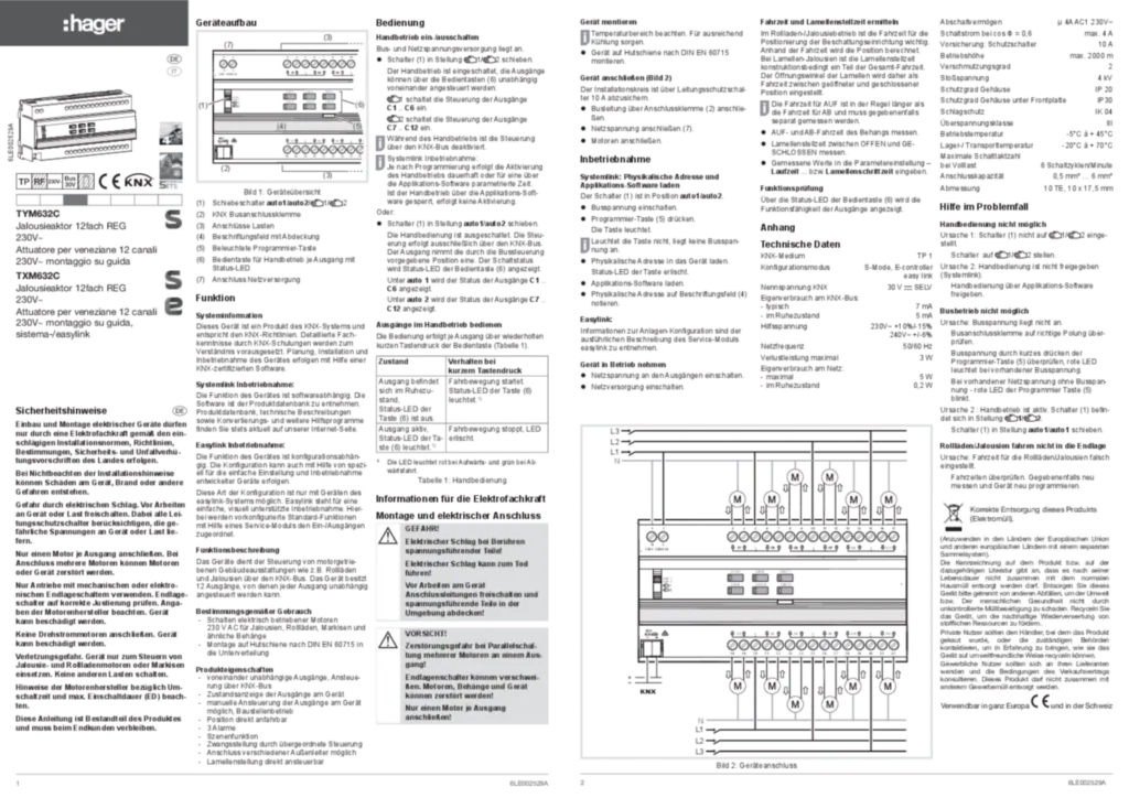 Immagine Manuale di installazione de-DE, it-IT 2017-02-22 | Hager Italia