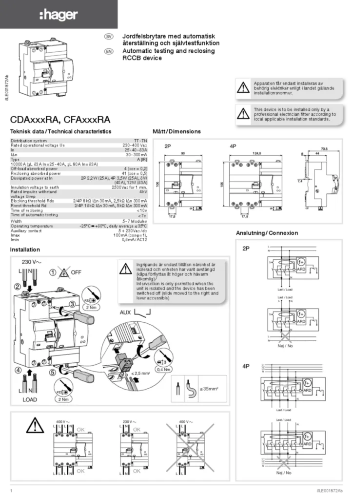 Bild Installationshandbok en-GB, sv-SE 2017-07-19 | Hager Sverige