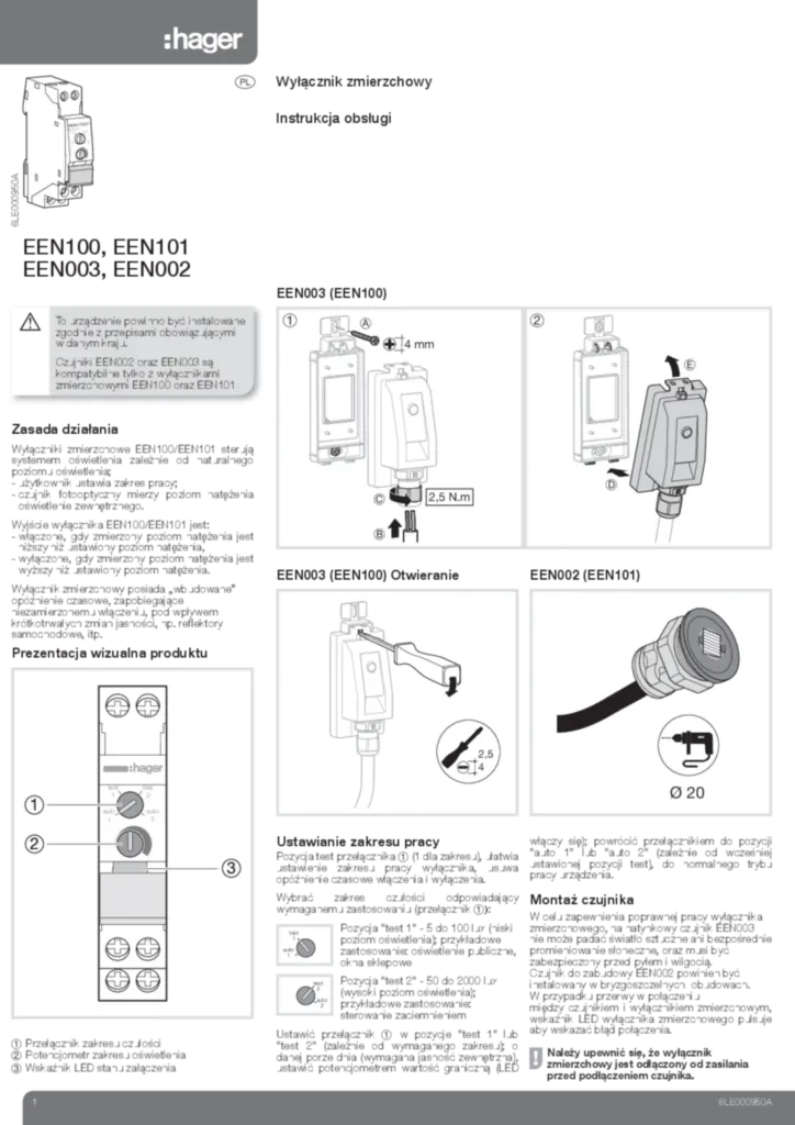 Zdjęcie Instrukcja montażu pl-PL 2011-11-24 | Hager Polska