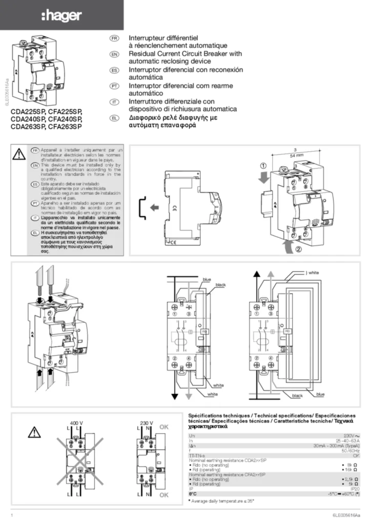 Immagine Manuale di installazione en-GB, es-ES, fr-FR, el-GR, it-IT, pt-PT 2019-02-14 | Hager Italia