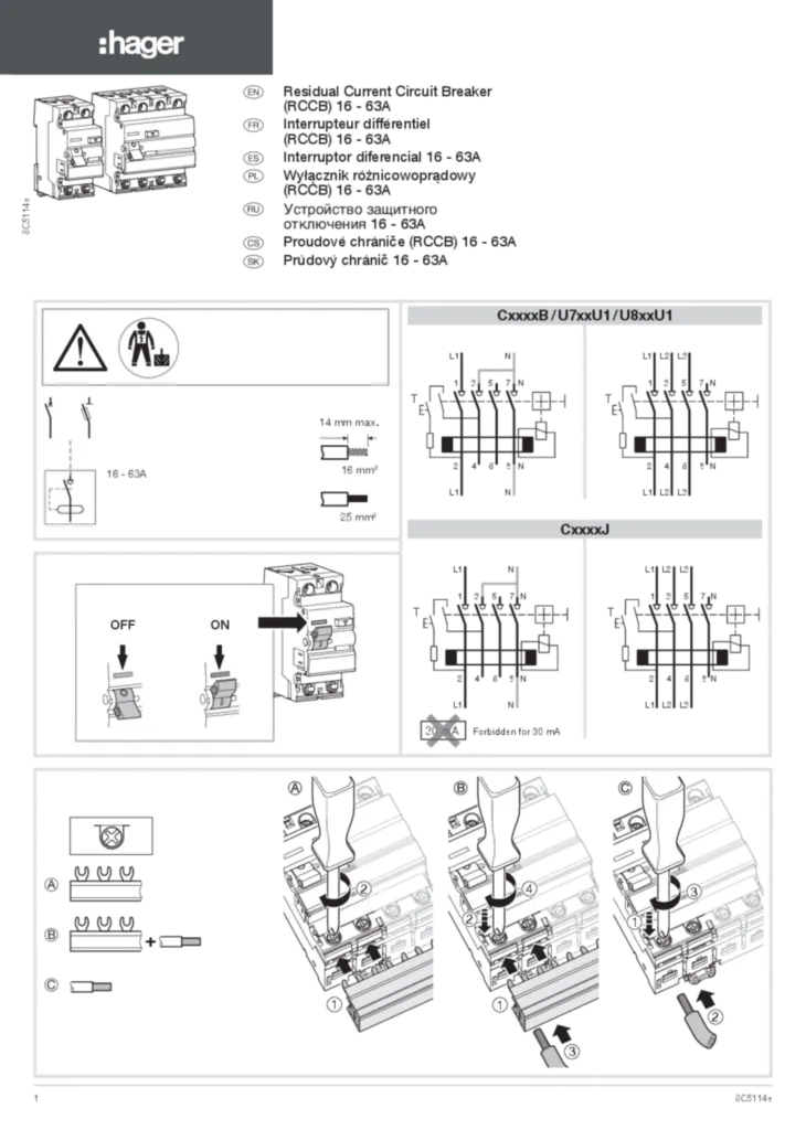 Bild Installationshandbok cs-CZ, en-GB, es-ES, fr-FR, pl-PL, ru-RU 2014-10-03 | Hager Sverige