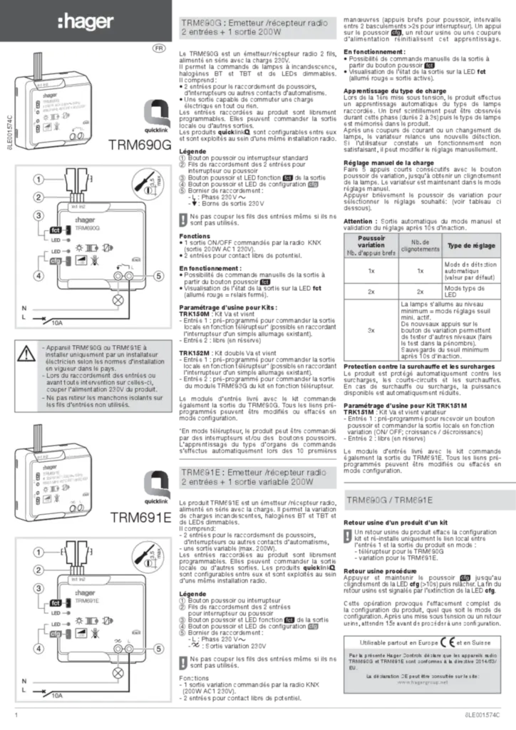 Image Notice KIT TRM690G FR | Hager France