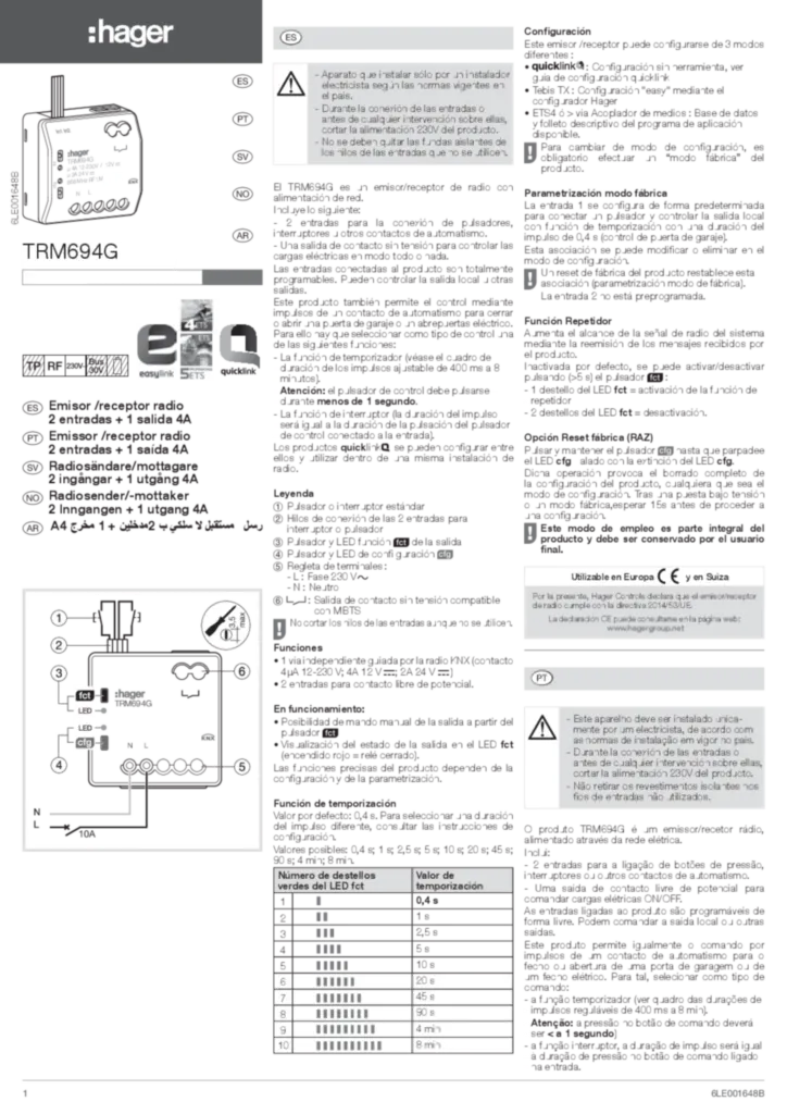 Imagem Manual de instalação es-ES, nn-NO, pt-PT, sv-SE 2017-03-28 | Hager Portugal