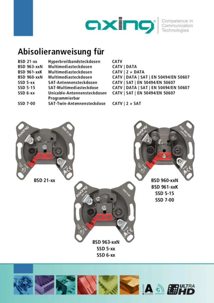 Bild Installationsanleitung für GMBSD96300, GMSSD500 - Antennenanschluss CATV/DATA, CATV/SAT (DE, Stand: 11.2016) | Hager Deutschland